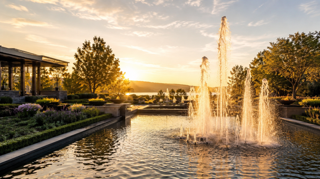 Fuente ornamental atractiva en zona moderna
